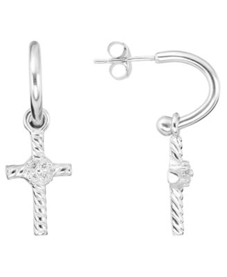 Macy's - Cubic Zirconia Hoop Earrings (0.08 ct. t.w.) in Sterling Silver