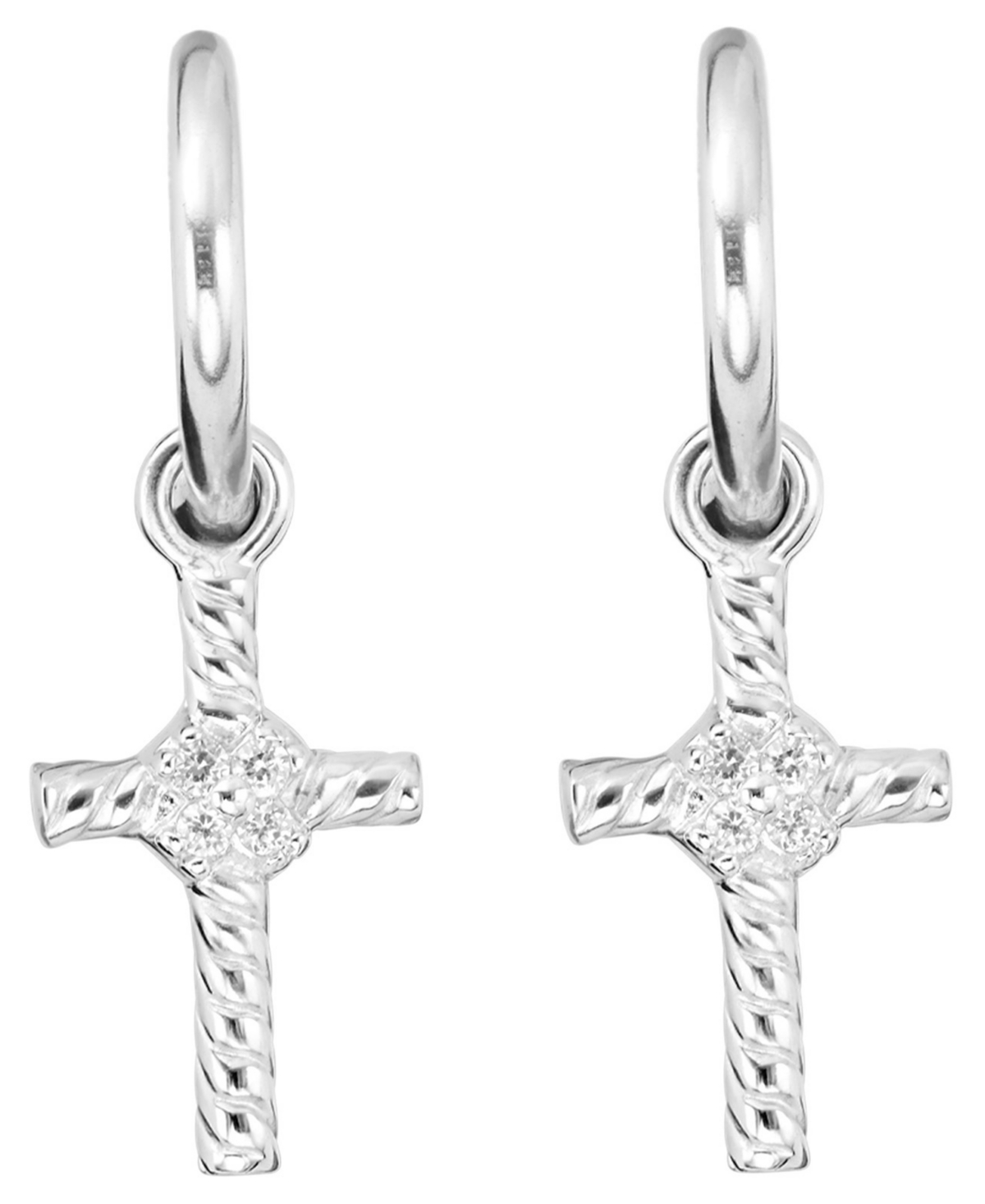 Macy's Cubic Zirconia Hoop Earrings (0.08 ct. t.w.) in Sterling Silver