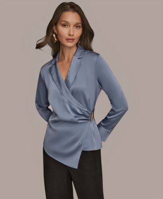 Donna Karan New York - Women's Wrap Long Sleeve V-Neck Top
