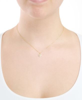 Cubic Zirconia Heart Key Pendant Necklace in (0.10 ct. t.w.) in Sterling Silver (also in 14k Gold Over Sterling Silver)