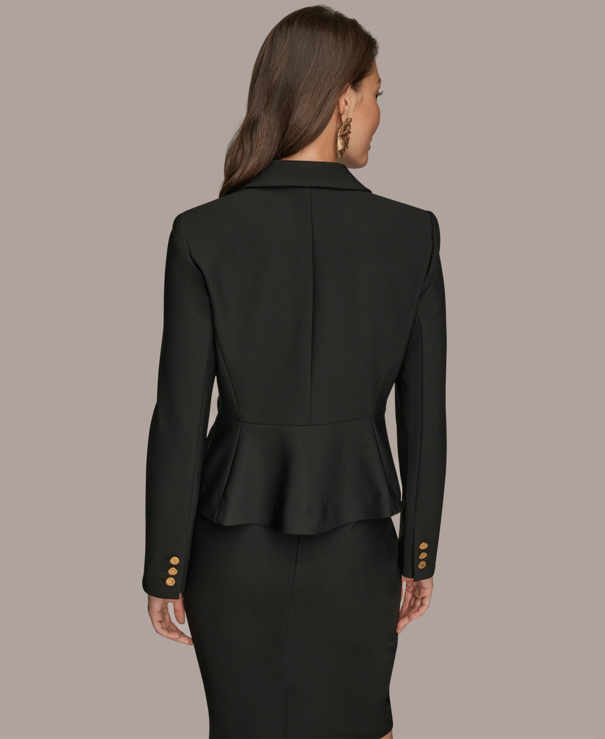 Donna Karan Donna Karen New York Womens Peplum Jacket Pencil Skirt In Black