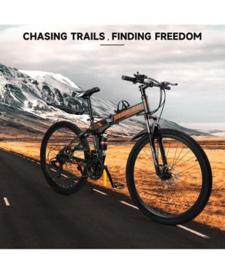 26-Inch 27-Speed Folding Mountain Bike for Adults with Suspension Fork, High-Carbon Steel Frame & Dual Disc Brakes