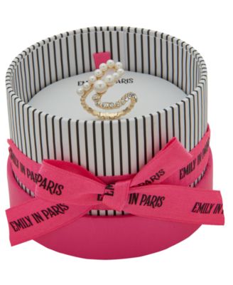 Glass Pearl, Glass Stone & Cubic Zirconia Gold-Tone Loop Ring