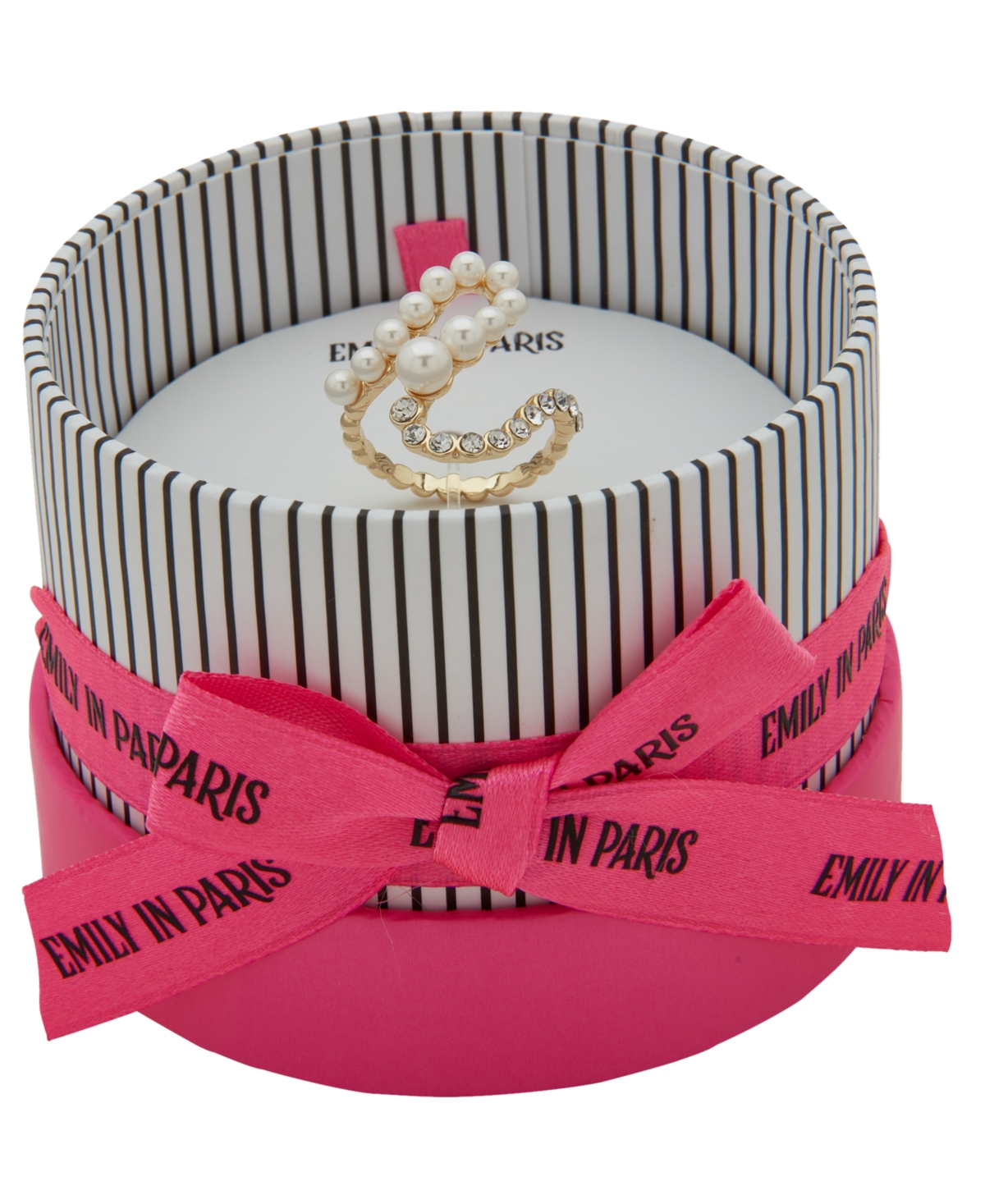 Emily In Paris Glass Pearl, Glass Stone & Cubic Zirconia Gold-tone Loop Ring In Multi