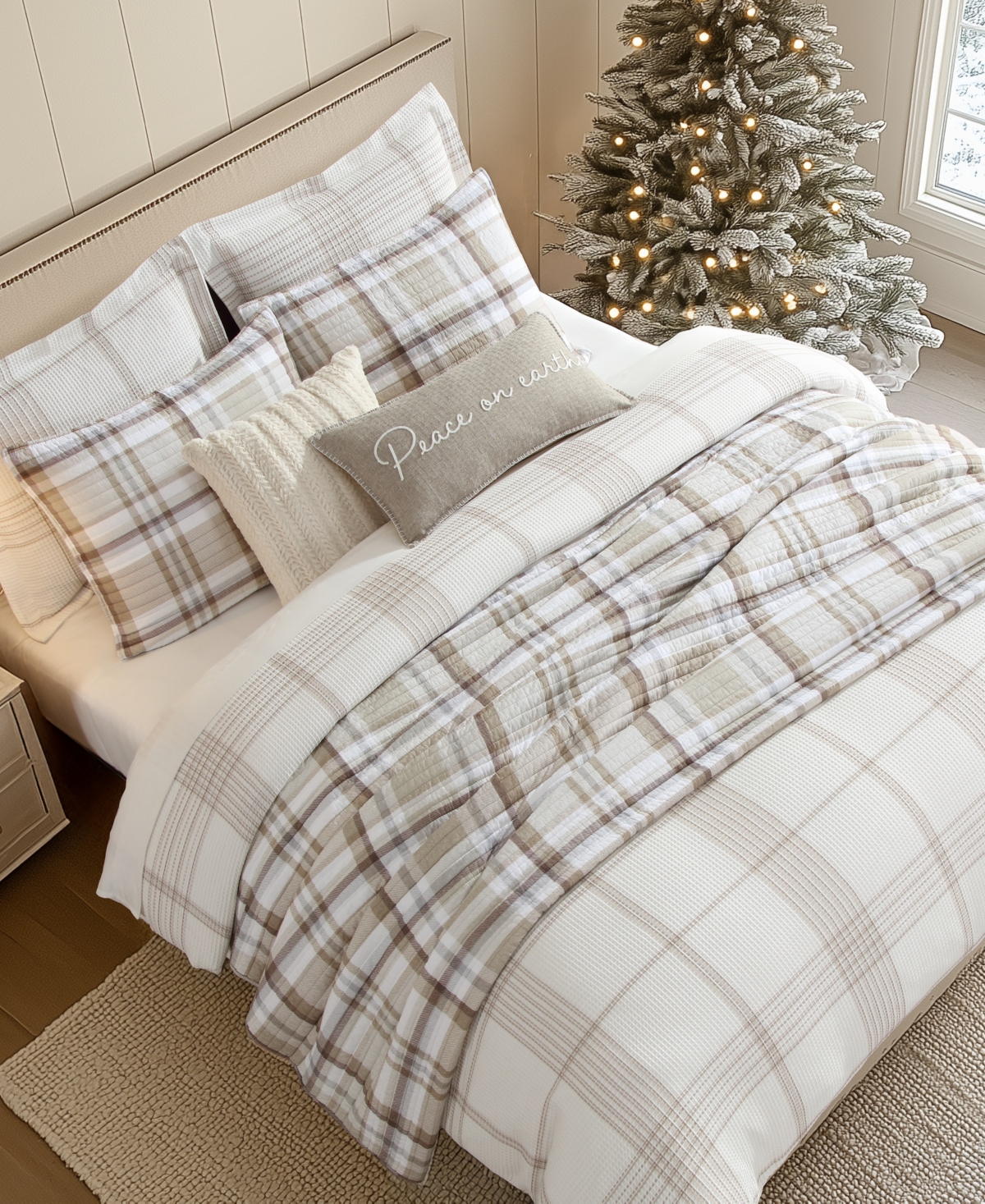 Levtex Home Waffle Plaid 3-pc. Duvet Cover Set, Queen In Brown