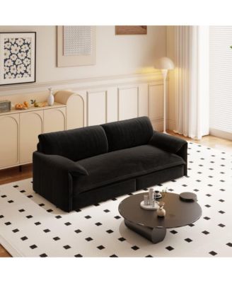 66" Queen Pull-Out Sofa Bed, Convertible 3-in-1 Velvet Sleeper Couch with Storage Pocket for Living Room or Guest Room