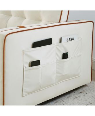 1-Piece Velvet & Metal Sleeper Sofa – USB Ports, Adjustable Backrest, Pull-Out Bed, Pillows Included