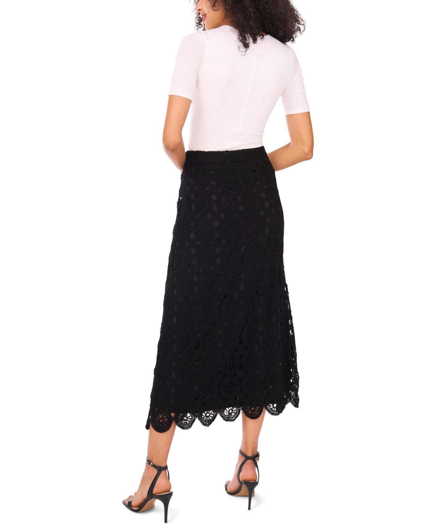 Женская юбка Vince Camuto Crochet Midi, цвет: Насыщенный чёрный — фото 2