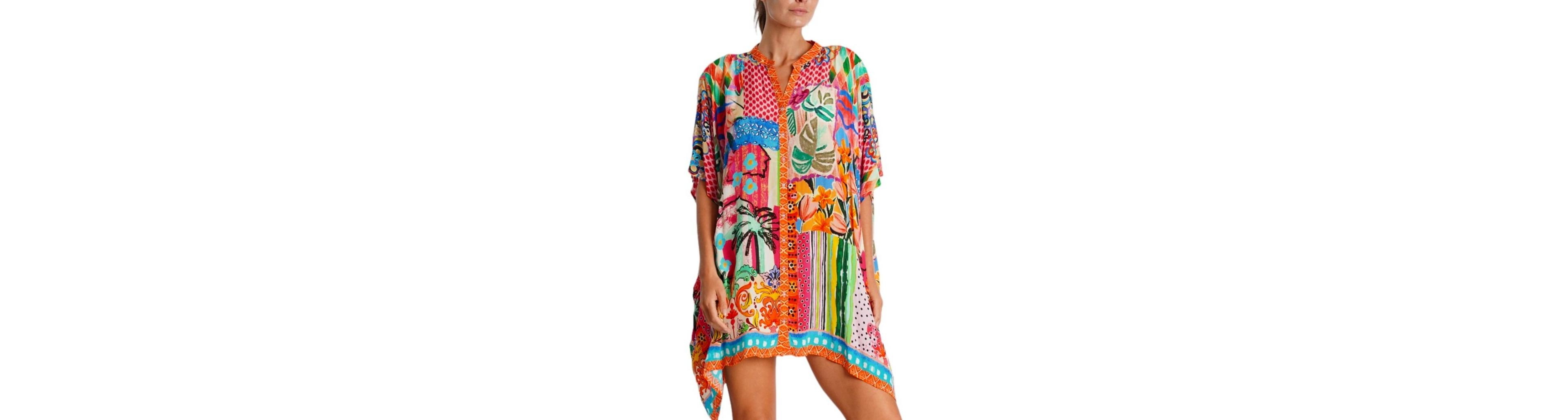 La Moda Clothing Women's short sleeve mini kaftan dress