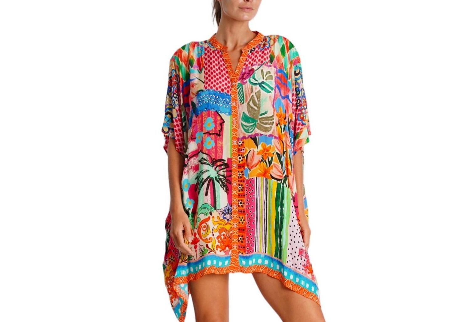 Women's short sleeve mini kaftan dress