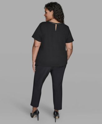 Plus Size Tweed Short Sleeve Top