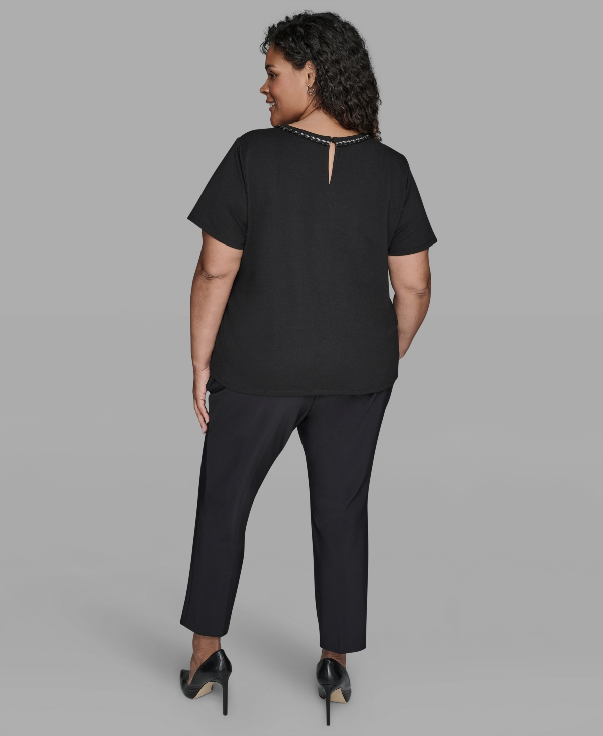 Karl Lagerfeld Paris Plus Tweed Short Sleeve Top