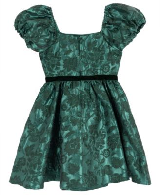 Girls' 7-16 Brocade Puff-Sleeve Dress