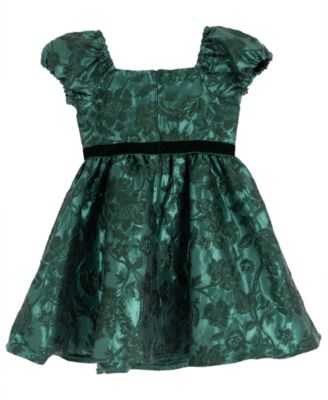 Girls' 2T-6X Two-Tone Brocade Short-Sleeve Dress