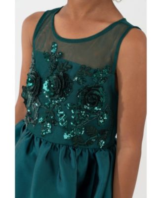 Girls' 2T-6X Sequin Applique Illusion Dress