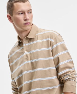 Men's Nolongi Relaxed-Fit Long-Sleeve Striped Polo Shirt