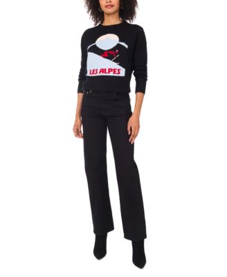 Women's Crewneck "Les Alps" Motif Long-Sleeve Sweater