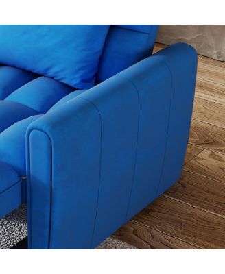 Velvet Sleeper Chair Bed, 3-Position Pull-Out Sofa with Adjustable Backrest, Large Single Convertible Armchair for Small Spaces-Maison Boucle