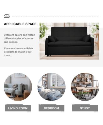   1 Pc   Linen Upholstered, Adjustable Backrest, Side Storage, Smooth Wheels  61", Pull-Out Sleeper   Convertible Sofa Bed