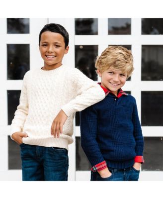 Baby Boys Long Sleeve Textured Shawl Collar Sweater