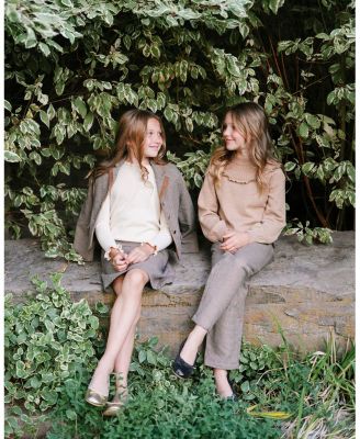 Little and Big Girls' Organic Long Sleeve Mock Neck Sweater with Ruffle