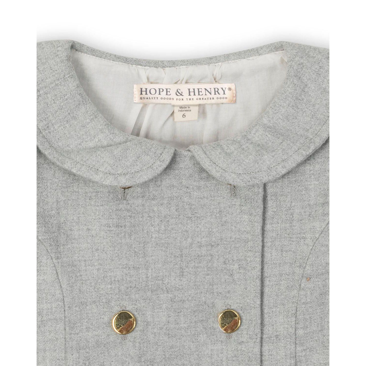 Big Girls Hope and Henry Organic Double Breasted Flannel Dress with Collar
