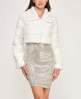 Juniors' Faux Fur Cropped Jacket