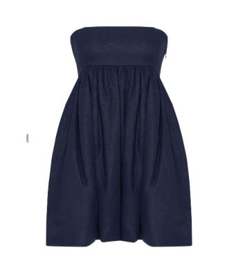 Women's Mykonos Navy Linen Strapless Mini Dress