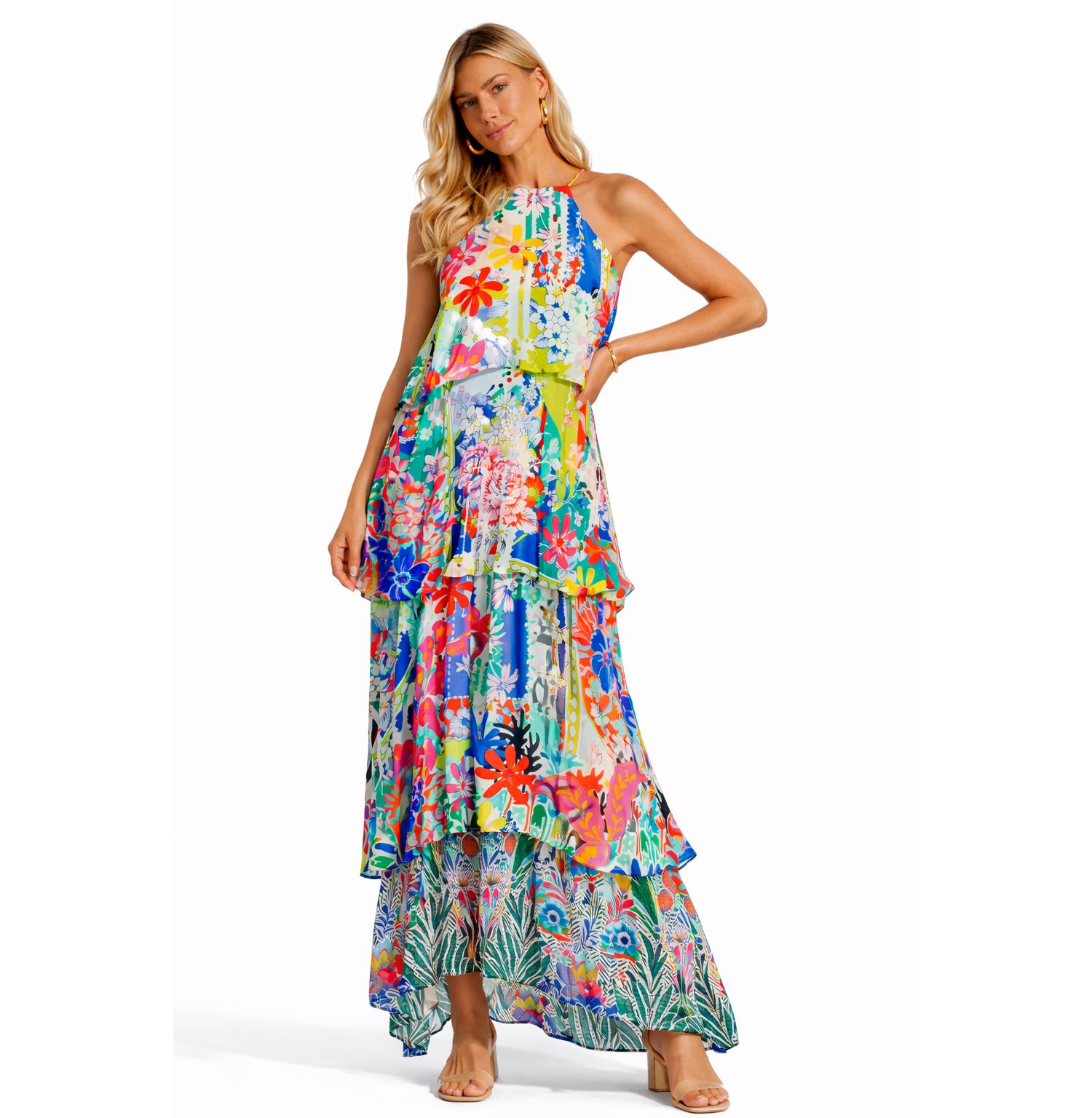 Women's Flowing Tiered Skirt Maxi Dress