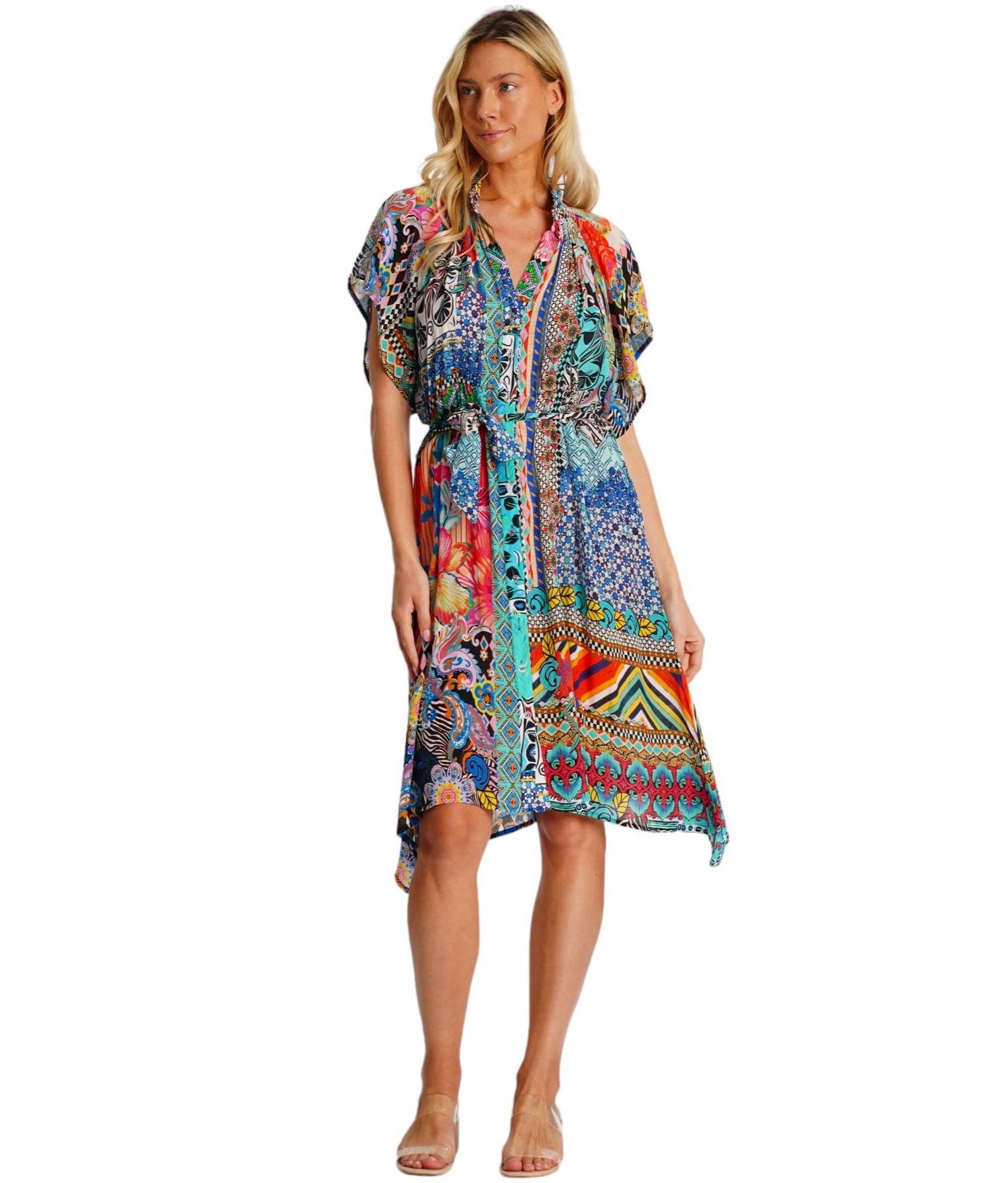 Women's Midi Summer Belted Short Sleeve Dress