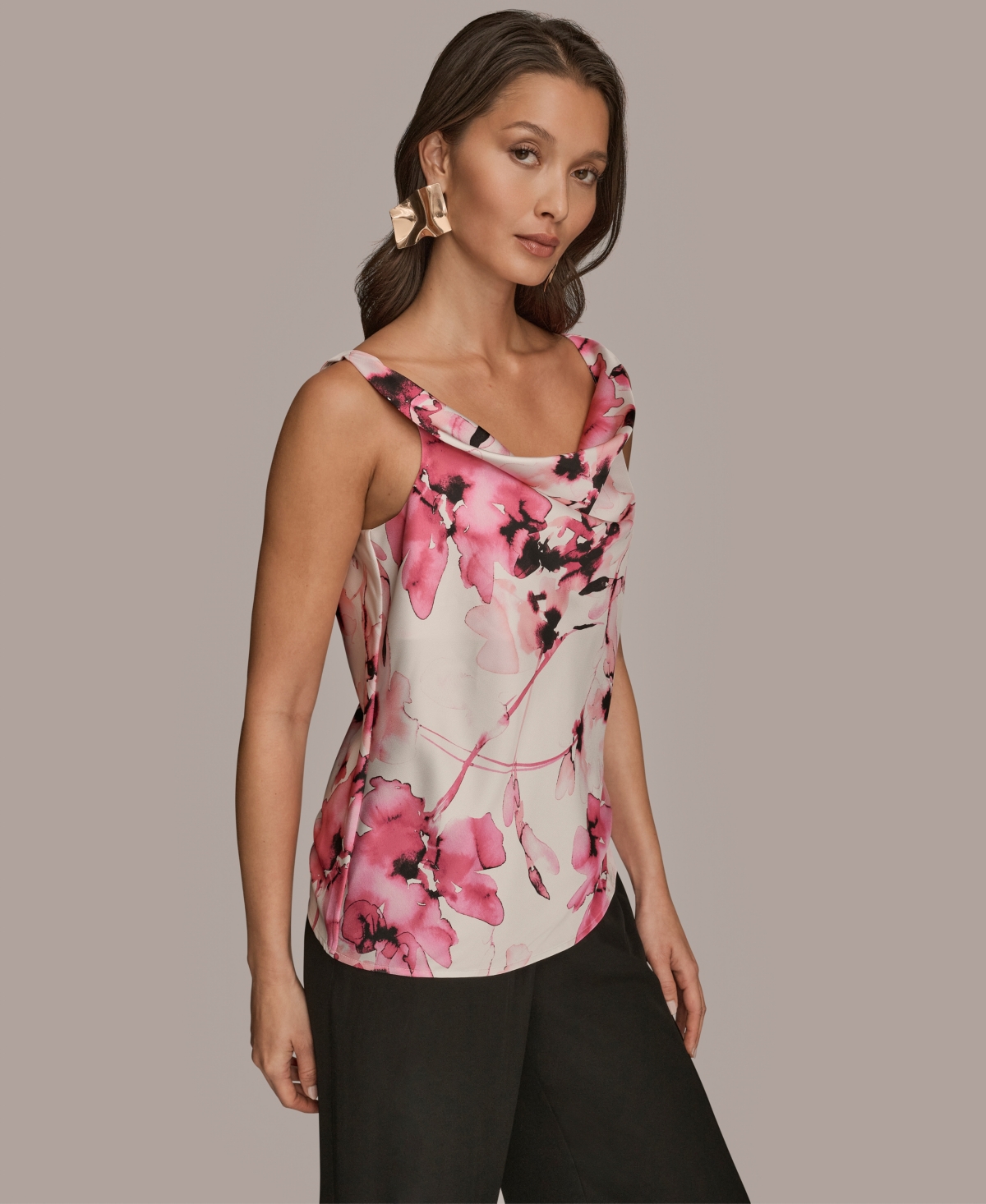 Donna Karan Women's Twist Shoulder Camisole Top In Multi