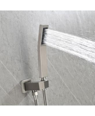 12" Shower Head System Ceiling Mounted Shower, Modern 2-Setting Square Shower System, Rainfall Shower Faucet Set Brushed