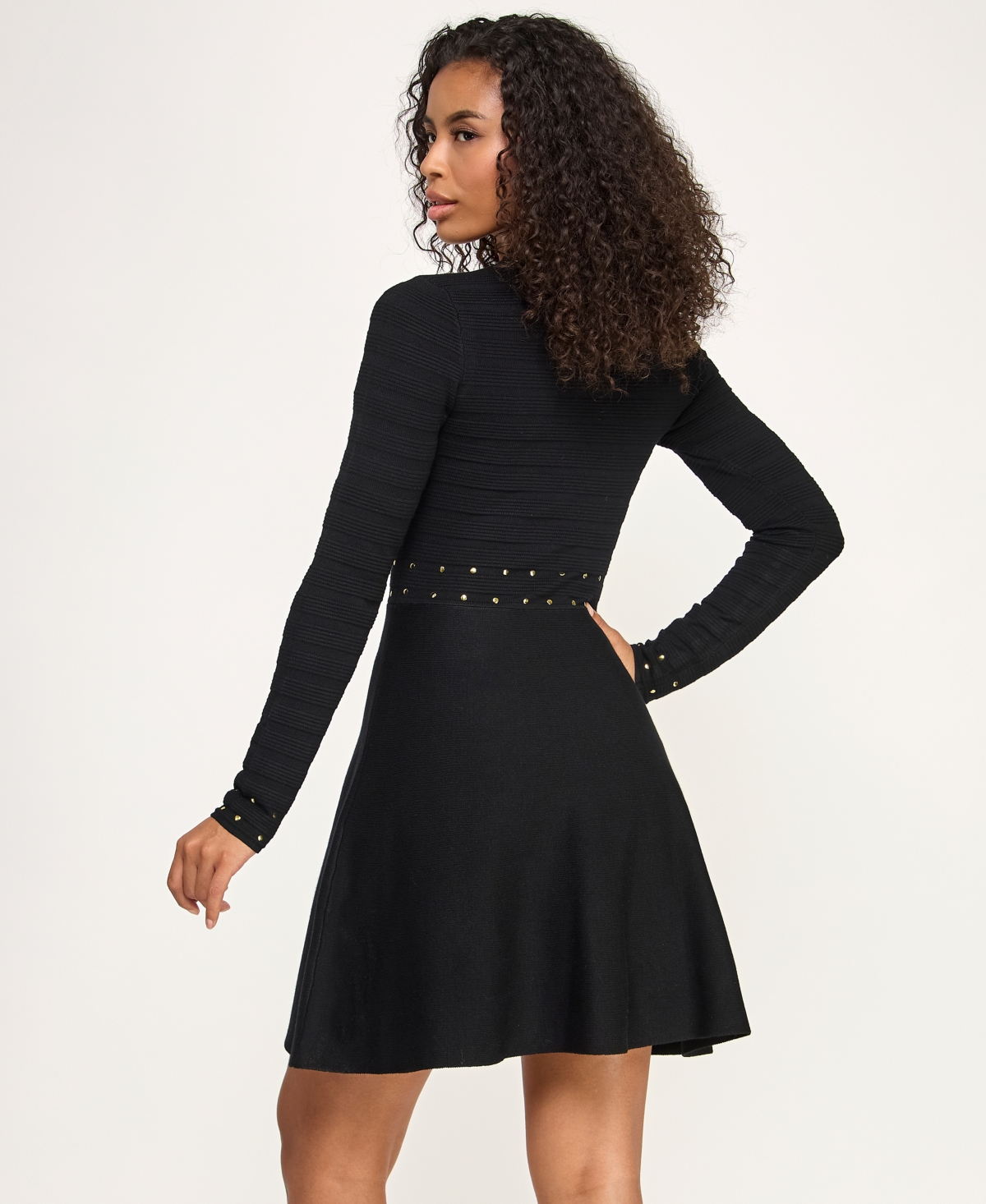 Bcx Juniors' Mock Neck Fit And Flare Sweater Dress In Black