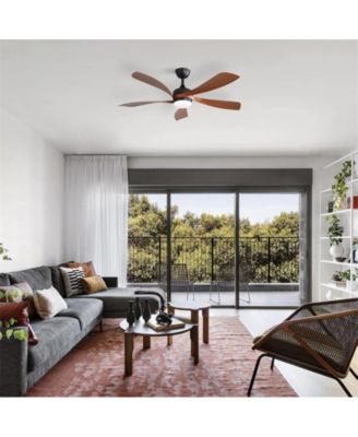 52 Inch 5 Blade ABS LED Ceiling Fan with Downrod and 6 Speed Adjustable Remote Control