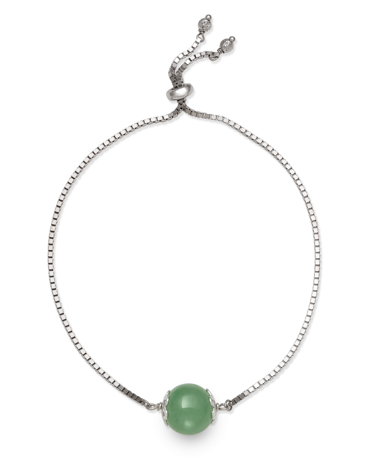 Macy's Jad Bolo Bracelet In Sterling Silver In Metallic