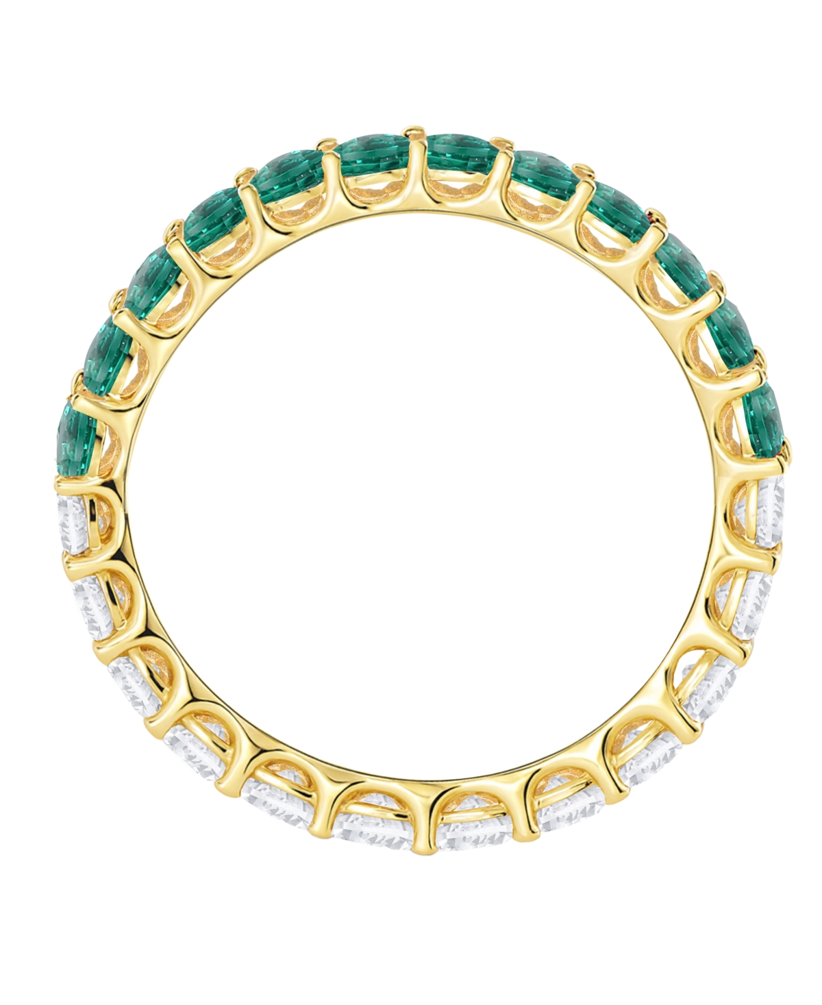 Macy's Lab-grown Emerald (5/8 Ct. T.w.) And Lab-grown White Sapphire (1 Ct. T.w.) Band Ring In 14k Gold Ove In Gold