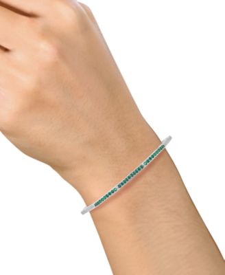 Lab-Grown Emerald (1/3 ct. t.w.) and Lab-Grown White Sapphire (1/3 ct. t.w.) Bangle in Sterling Silver
