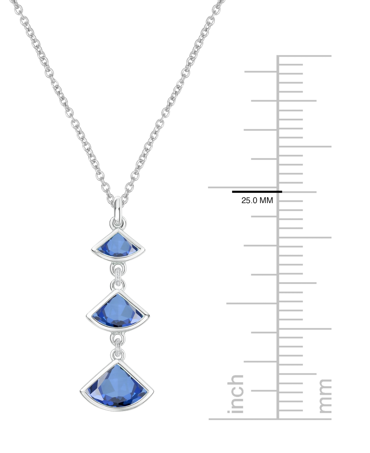Macy's Lab-grown Sapphire Pendant Necklace (1-1/5 Ct. T.w.) In Sterling Silver In Blue