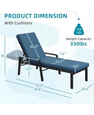 Chaise Lounge Chairs for Outside Set of 2, Adjustable Wicker PE Rattan Patio Pool Recliner Chair with Removable Cushion