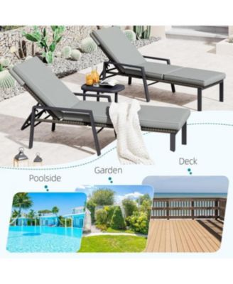 Chaise Lounge Chairs for Outside Set of 2, Adjustable Wicker PE Rattan Patio Pool Recliner Chair with Removable Cushion