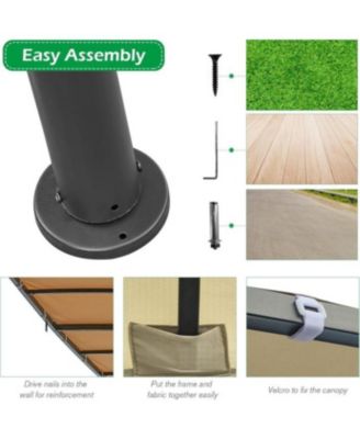 13'x10' Wall Mounted Peogola, UV Block Patio Awning Sunshade Canopy for Patio