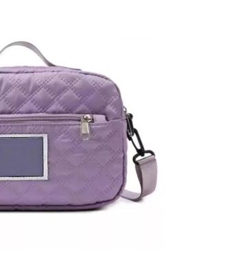 Three-dimensional Diamond Patterned Small Square Tote, Casual Commuting Shoulder Bag with Dry Wet Separation & Double-sided Pockets