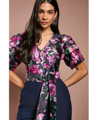 Women's Printed Tiered Sleeve Organza Jumpsuit