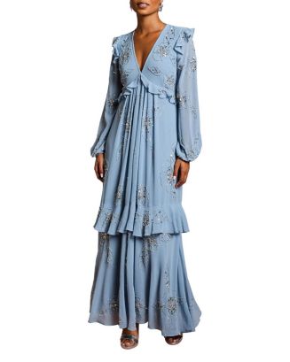 Coast Women's Embellished Flower Georgette Midi Dress - Dusty Blue