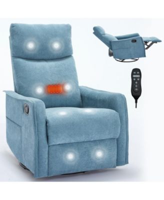 Heat Massage Manual Recliner Chair with Rocker and Swivel in Fabric for Living Room