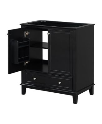 30" Bathroom Vanity, Base Only, Multi-Functional Cabinet with Doors and Drawer, Solid Frame and MDF Board