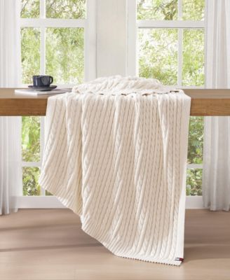 Solid Cotton Cable Knit Throw, 70" x 50"