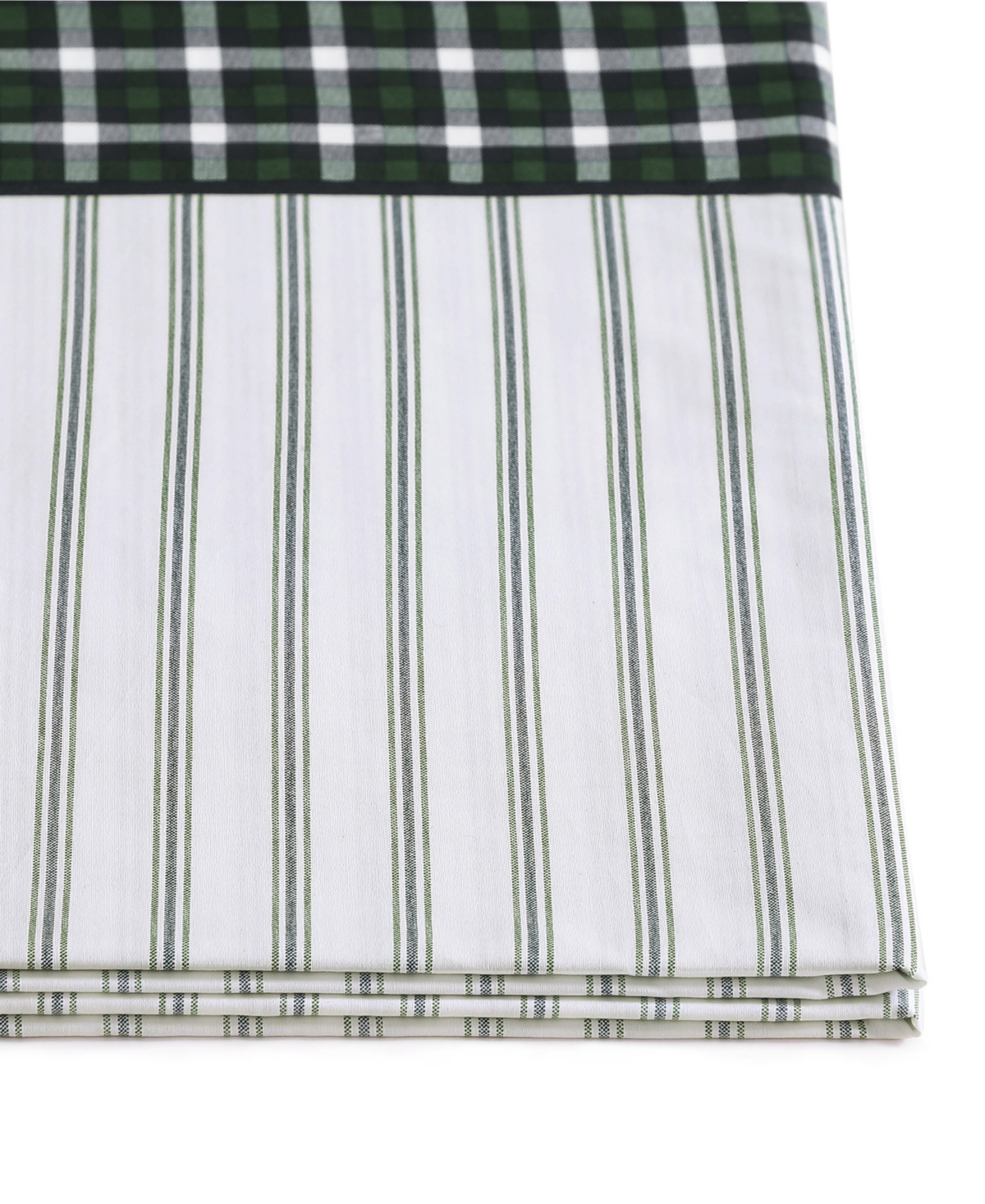 Tommy Hilfiger Cass Park Mix Check Stripe Contrast Hem 200-Thread Count Cotton -Pc. Sheet Set