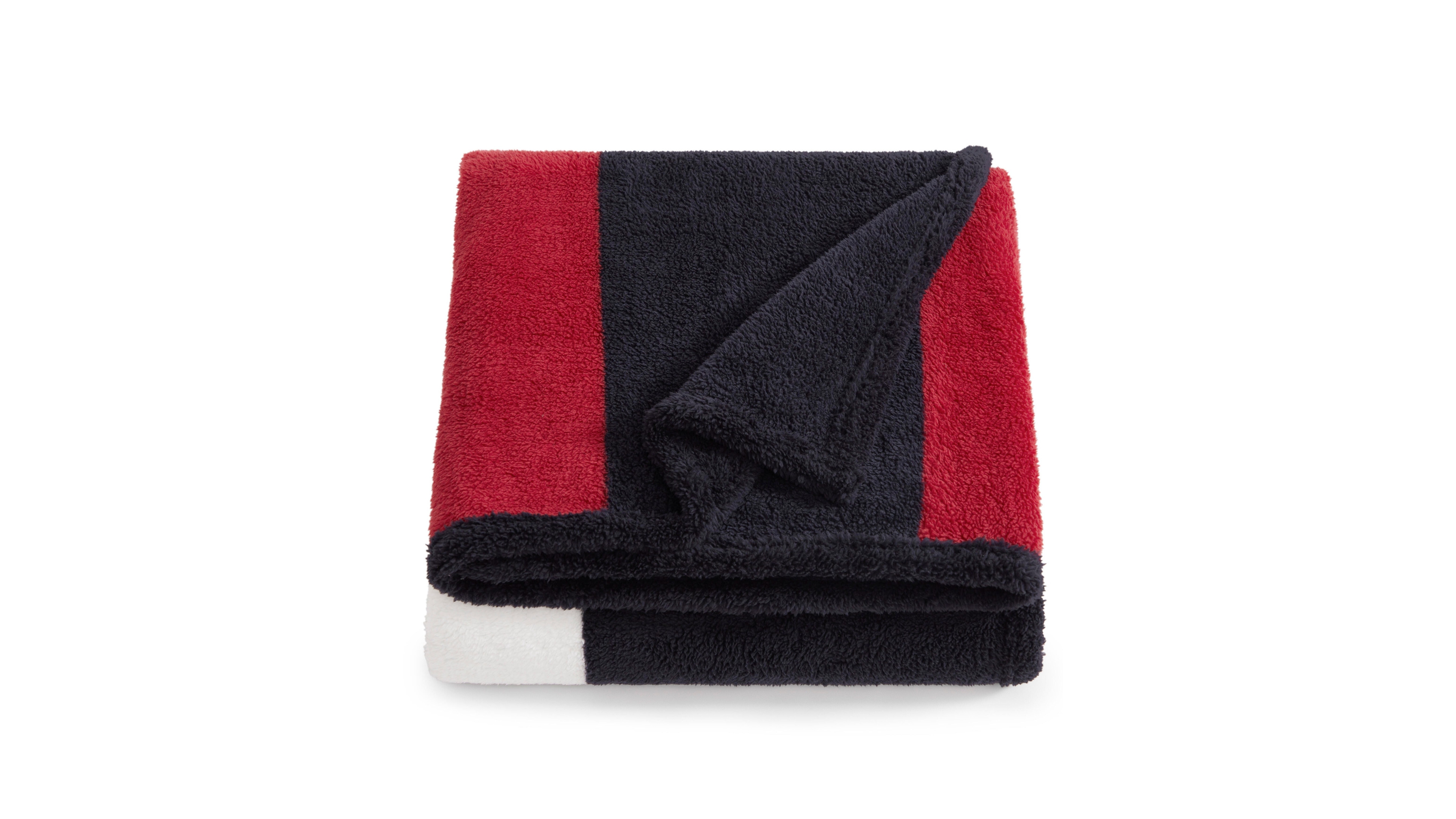 Tommy Hilfiger Iconic Flag Sherpa Throw Blanket, 70" x 50"