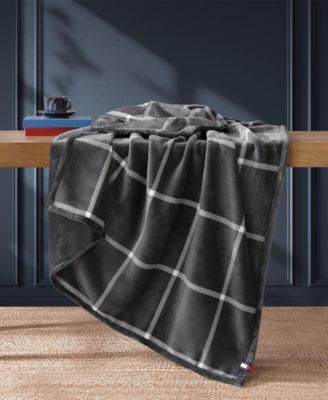 Printed Plush Plaid Throw, 70" x 50"